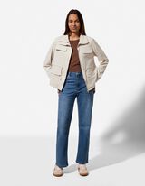 Jacke - Kunstleder - beige