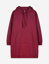 Kleid - Kapuze mit Tunnelzug - dunkelrot