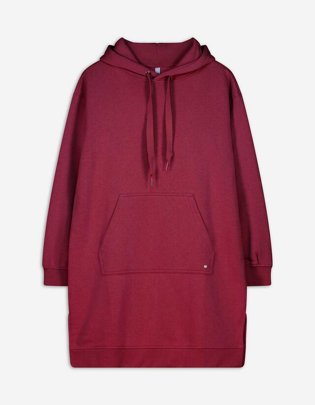 Kleid - Kapuze mit Tunnelzug - dunkelrot