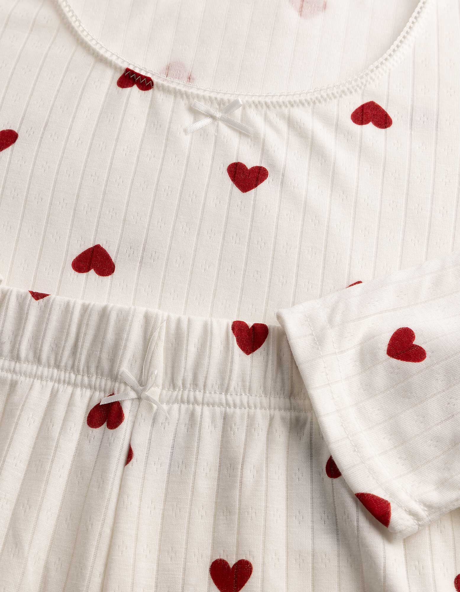 Pyjama Set aus Shirt und Hose - Strukturiertes Material - Off-White