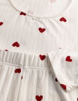 Pyjama Set aus Shirt und Hose - Strukturiertes Material - Off-White