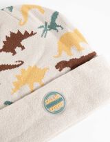 Pletená čiapka - Dinosaury - bezova