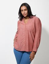 Bluse - Brusttasche - dunkelrot