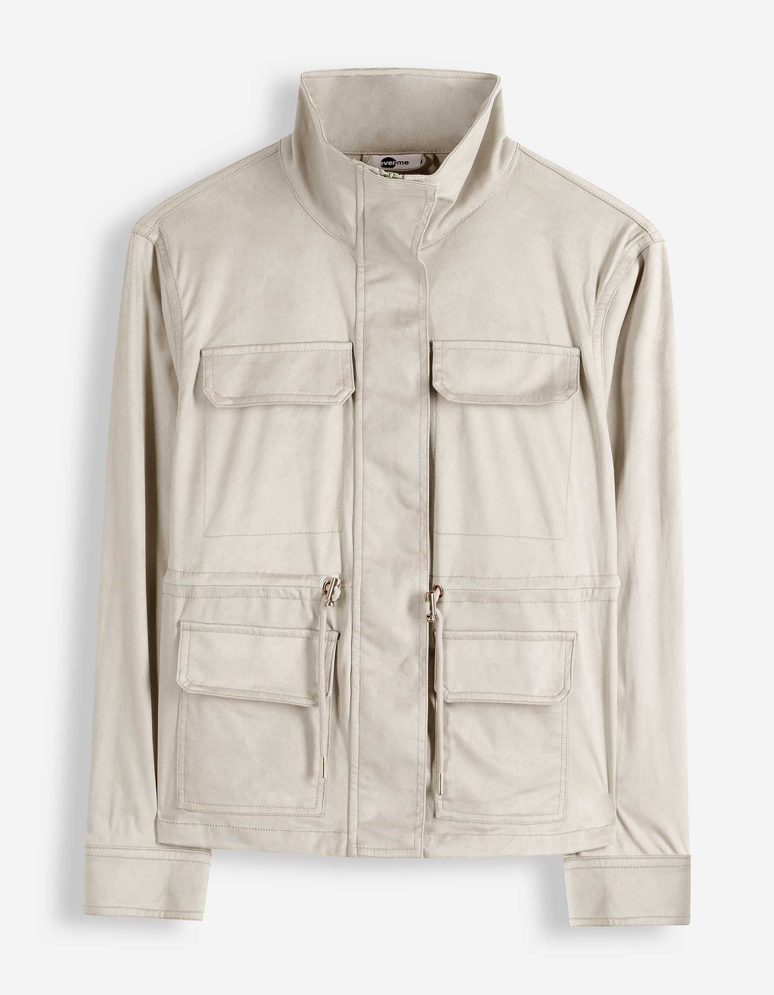 Jacke - Kunstleder - beige