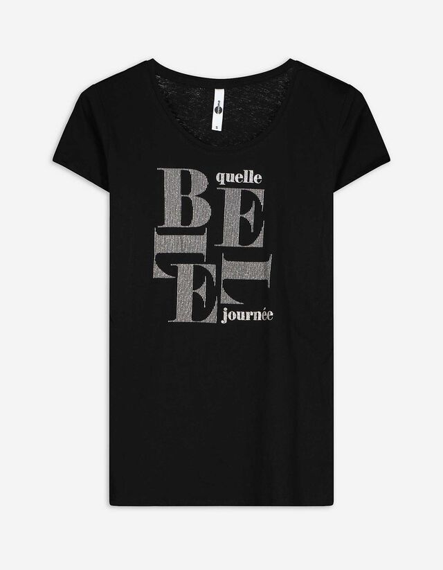 T-Shirt - Glitzerprint - schwarz