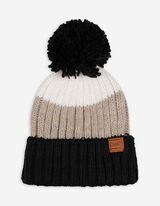 Pomponos sapka - Színes blokkolás - fekete