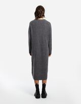 Pletena obleka - Dolžina do teleta - temno siva