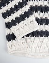 Pulover de tricot - M&acirc;neci de liliac - Albastru inchis