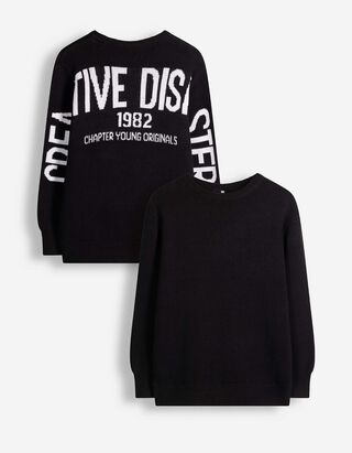 Strickpullover - Oversized Fit - Schwarz