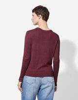 Pletený sveter - Ozdobné gombíky - tmavofialova