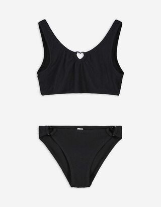 zestaw g&oacute;ra i d&oacute;ł od bikini - prążkowana faktura - czarny