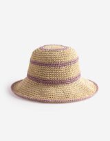 Strohhut - Streifen - beige