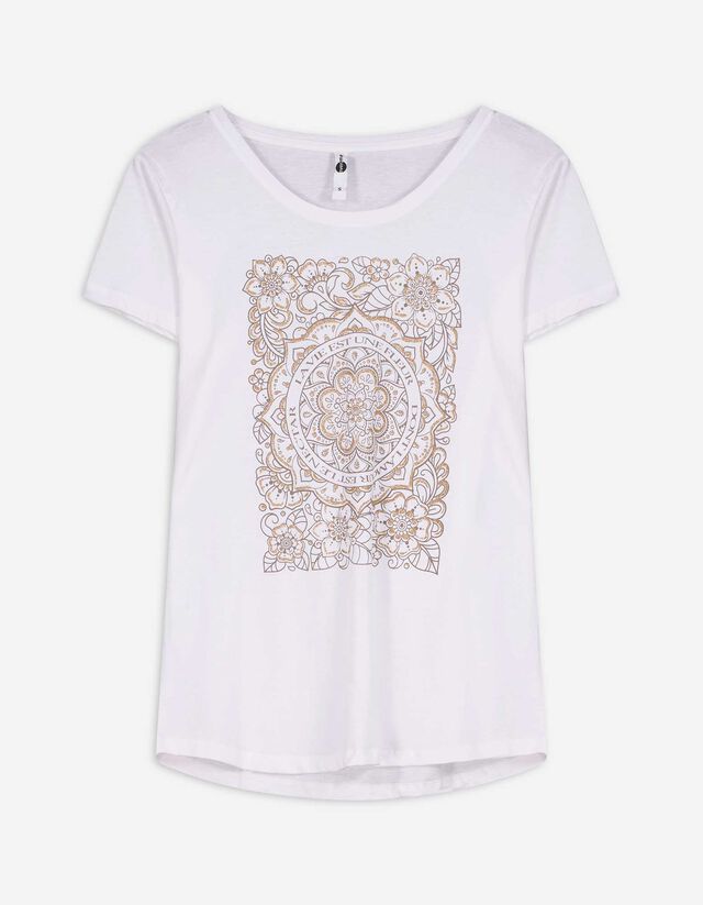 T-Shirt - Glitzerprint - weiß