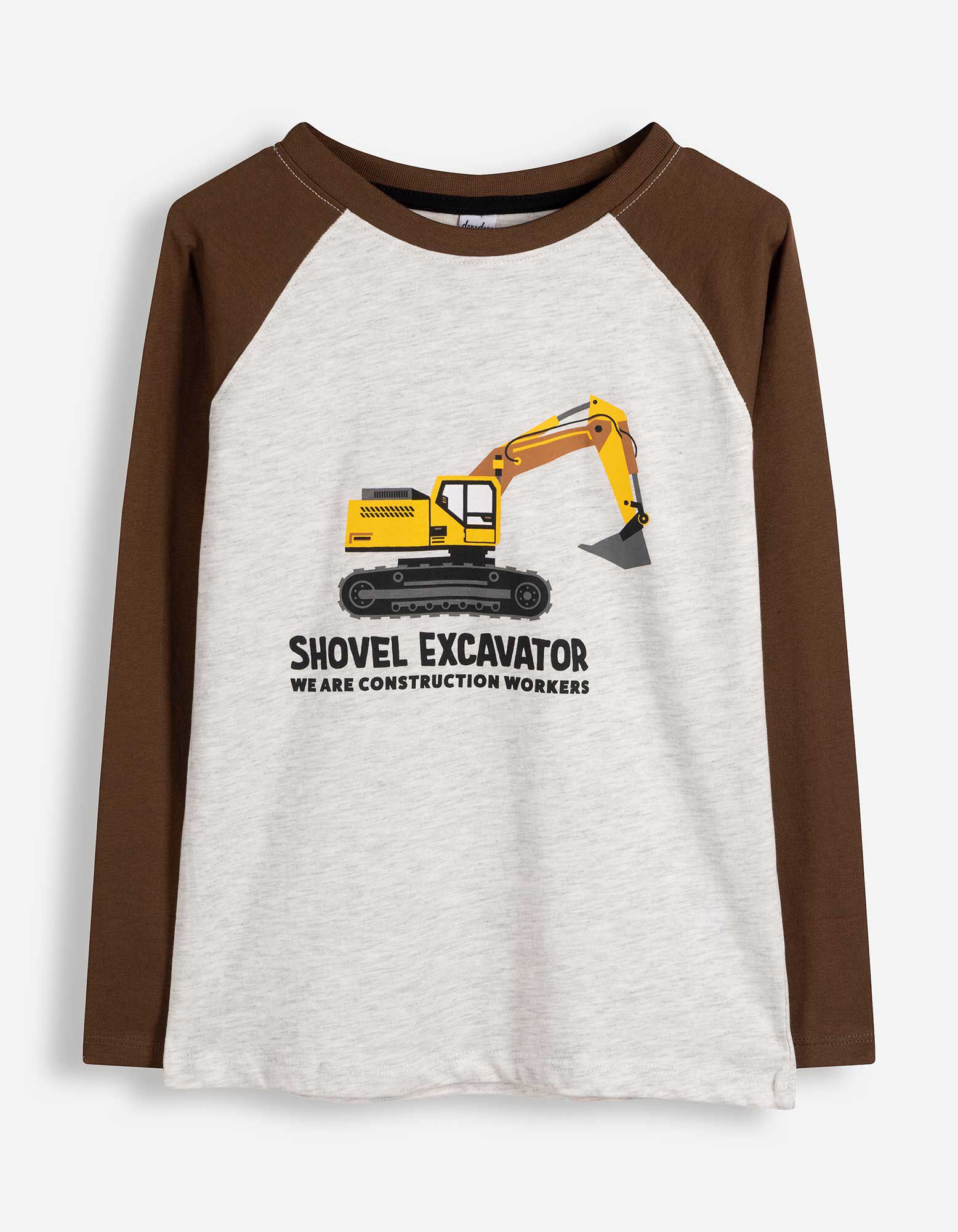 Langarmshirt - Print - Dunkelbraun