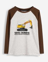 Langarmshirt - Print - Dunkelbraun