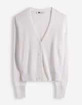 Strickjacke - V-Ausschnitt - wei&szlig;