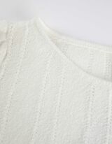 Sweter z dzianiny - Wełniany wygląd - bialy