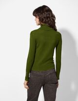 Sweter z dzianiny - golf - zielony