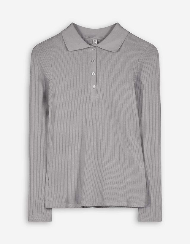 Poloshirt - Rippenstruktur - grau