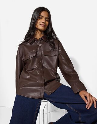 Hemdjacke - PU - dunkelrot