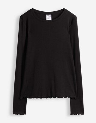 Langarmshirt - einfarbig - Schwarz