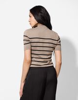 Gebreid overhemd - Opstaande kraag - beige