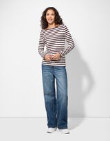 Langarmshirt - Baumwolle - dunkellila