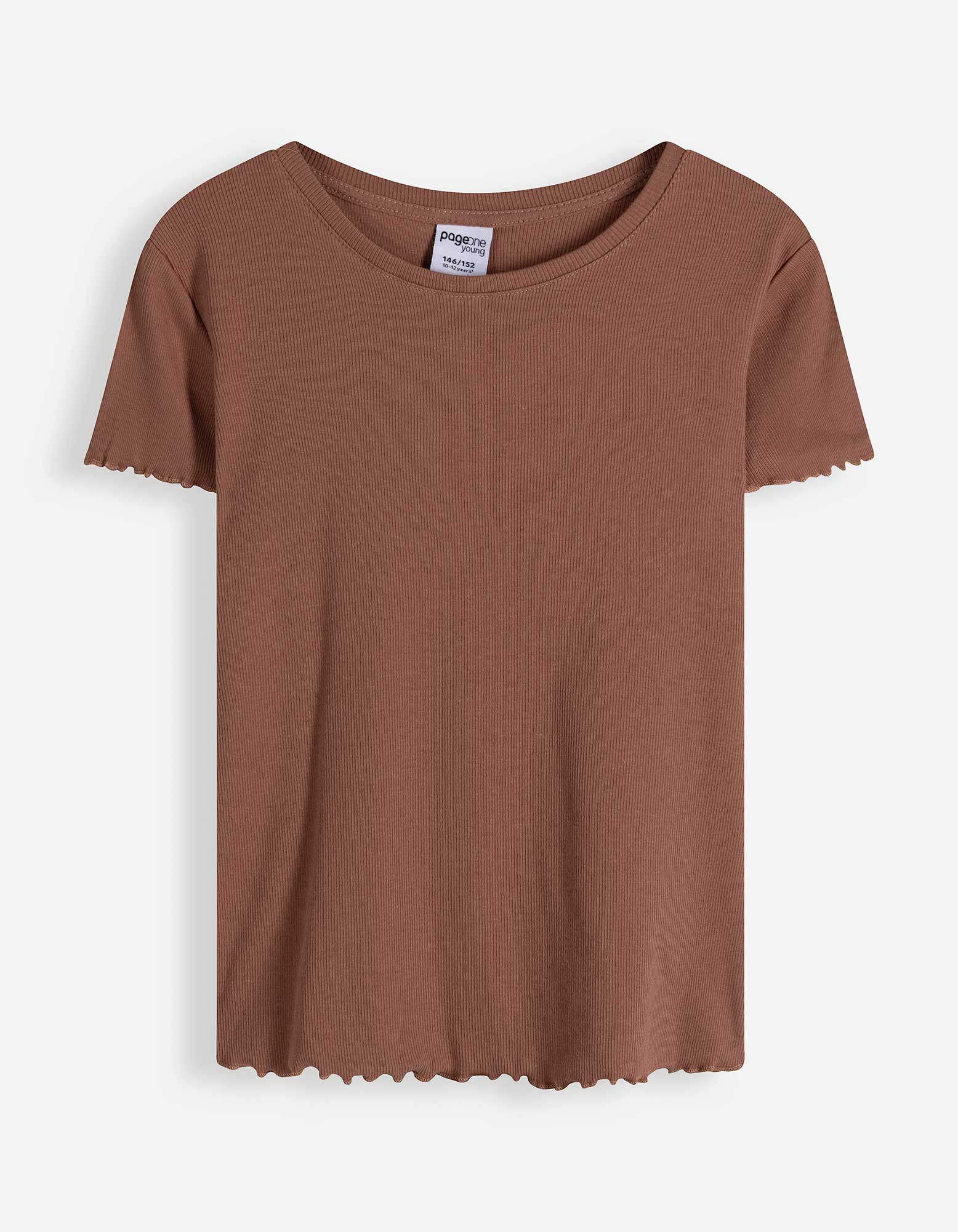 T-shirt - Ourlet coquille - Brun