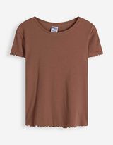 T-shirt - Ourlet coquille - Brun