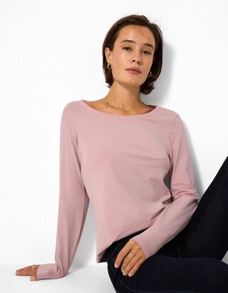 Langarmshirt - Baumwolle - Rosa