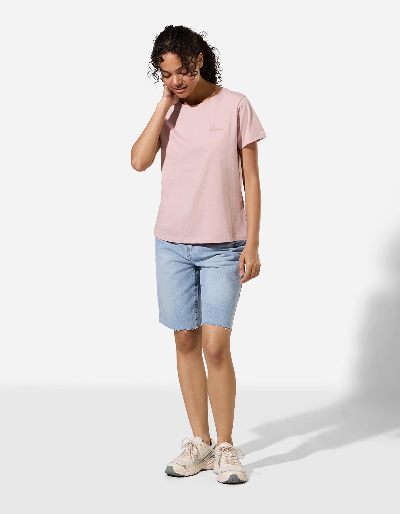 T-shirt - Borduursels - Lichtroze