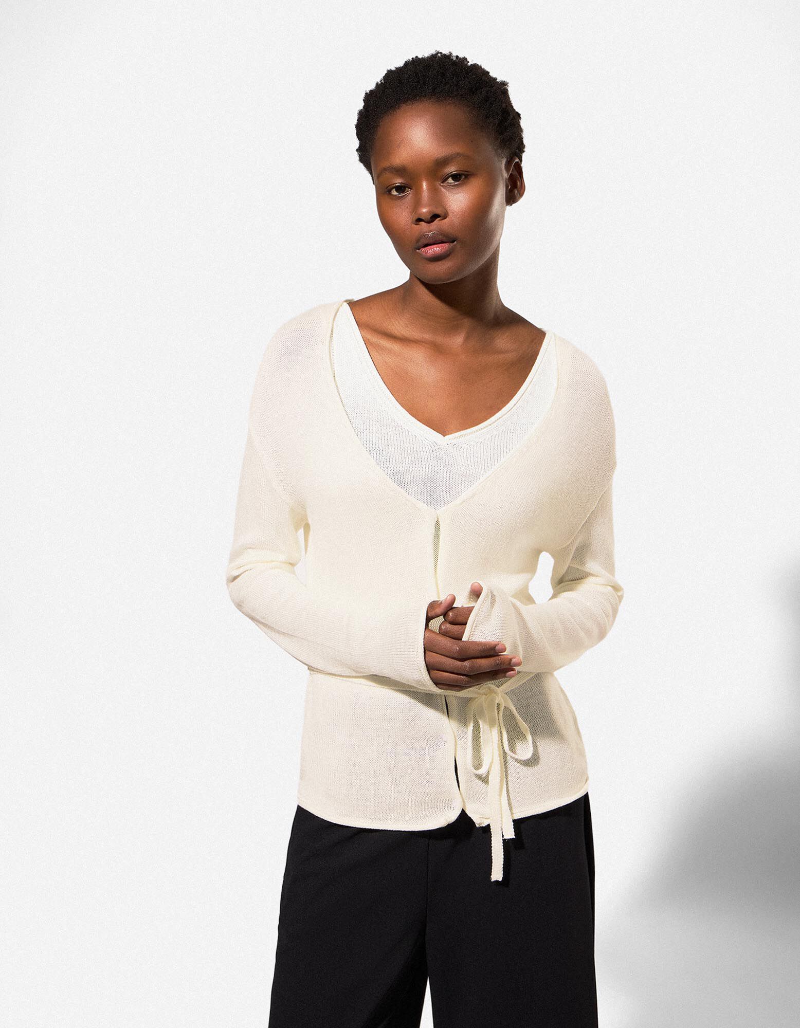 Cardigan - Viskose-Mix - wei&szlig;