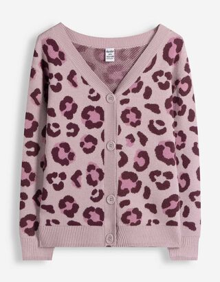 Gebreid vest - Motief all-over - Roze
