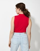 Top - Geribde structuur - donkerrood