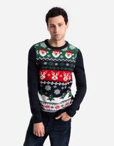 Pulover de tricot - Crăciun - Albastru inchis