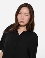 bluzka koszulowa - jednokolorowy - czarny