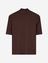 T-Shirt - Stehkragen - dunkelbraun