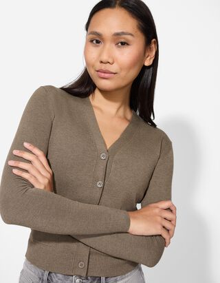 Strickjacke - Aufgesetze Taschen - dunkelgrau