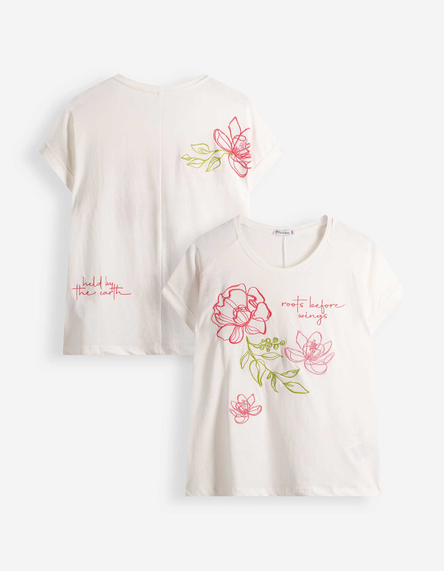 T-Shirt - Stickerei - Wei&szlig;
