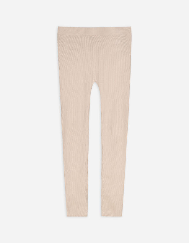 Leggings - Maglia a coste - beige