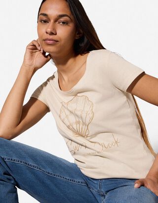 T-Shirt - Glitzerprint - Beige