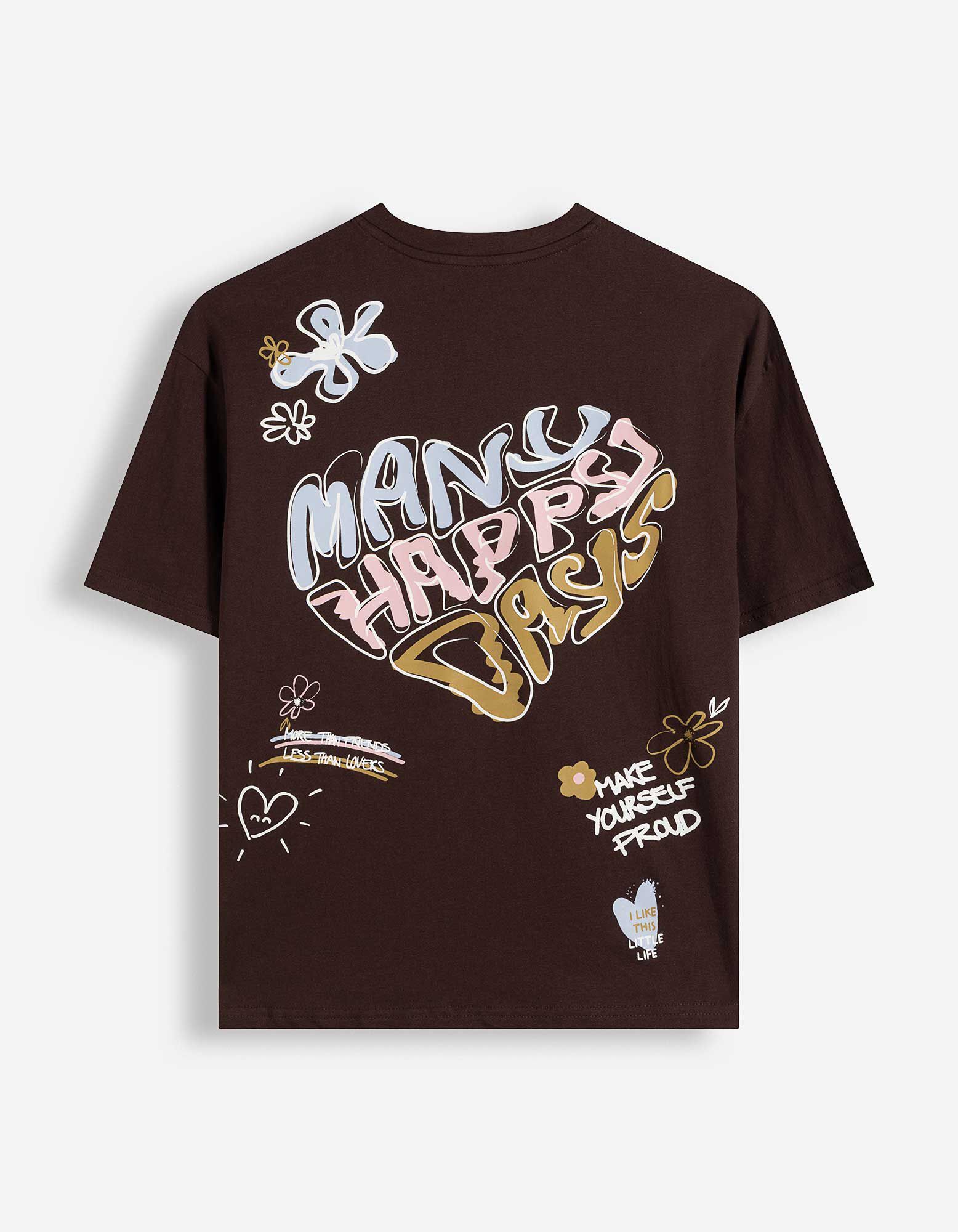 T-Shirt - Print - Braun
