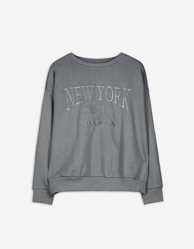 bluza - hafty - szary