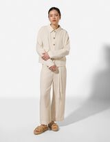 Hemdjacke - Leinen-Optik - beige