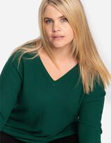 Strickpullover - V-Ausschnitt - dunkelgrün