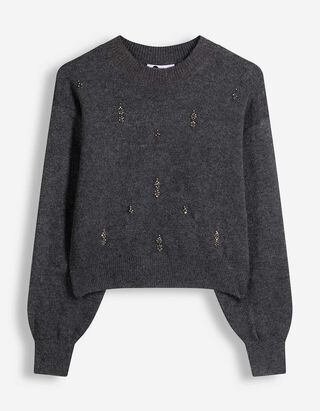 Pullover - Applikation - Dunkelgrau