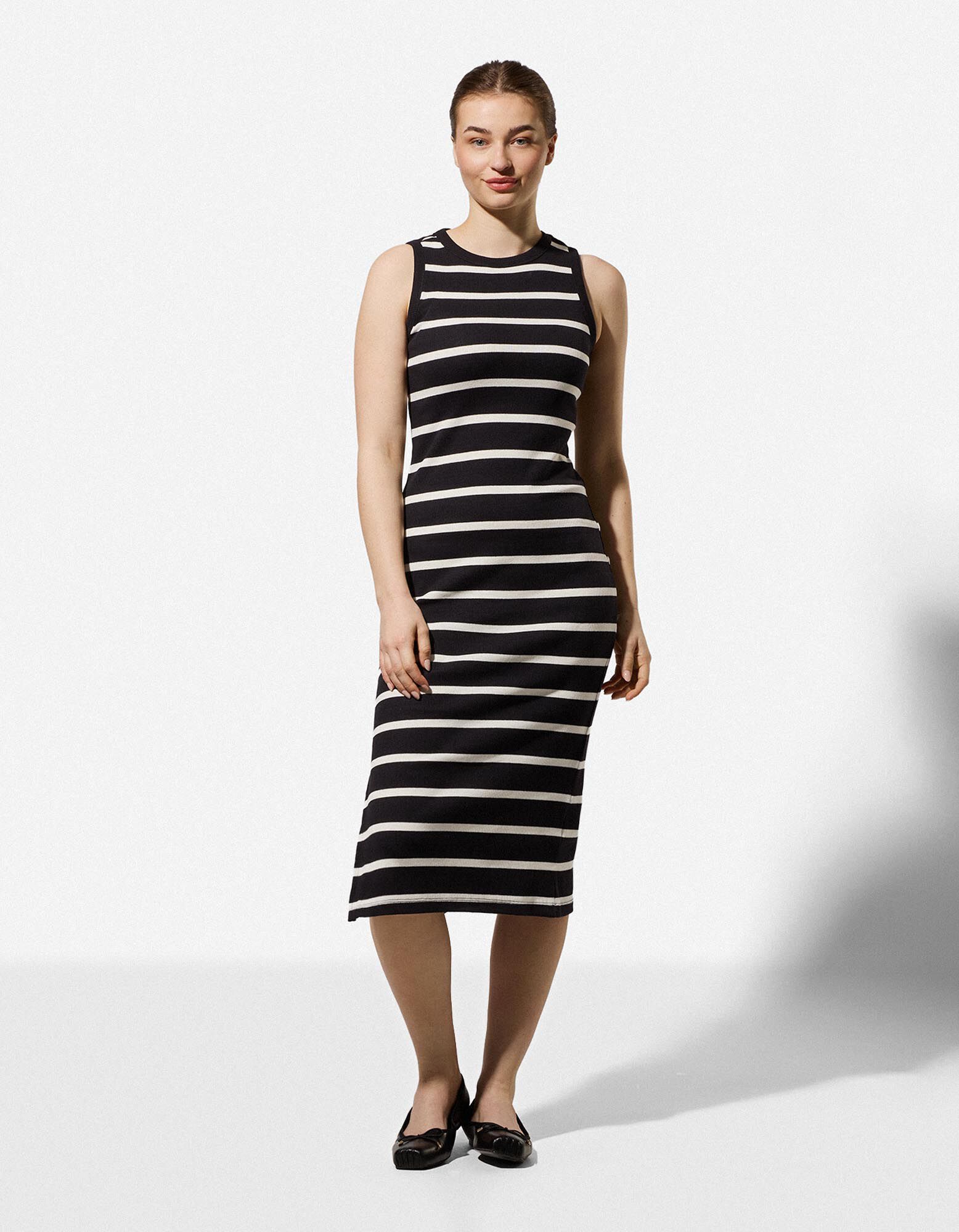 Midikleid - Seitenschlitz - schwarz