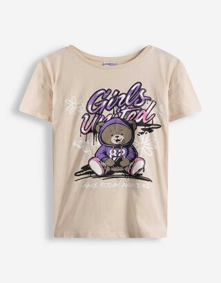 T-shirt - Stampa frontale - beige