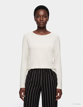 Langarmshirt - Raglan&auml;rmel - Off-White