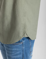 Košulja - Mješavina lana - tamno zelena